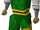 Green d'hide gold-trimmed armour