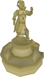 A weathered statue depicting an ancient Xerician priest, or possibly Xeric himself.