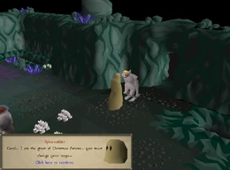 Convincing Carol to change her ways by disguising yourself as the ghost of Christmas future.