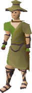 A player wearing the Moonclan robes, with the hat.