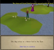 A player meets Zaros in the Eastern Lands during the  event.