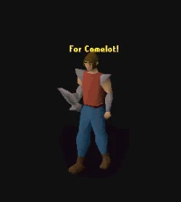 A player performing the Excalibur's special attack, Sanctuary.