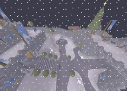 Lumbridge Castle, covered in snow.
