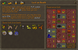 Deadman mode - Lost on Death interface