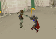 A player duels with the Zombie Champion.