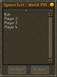 The ignore list interface.