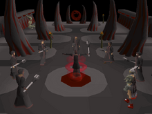 Denath walks into the centre of the circle, teleporting away!