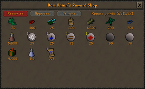 Dom Onion's Reward Shop stock