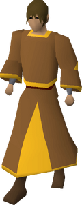 Gold-trimmed monk's robes equipped