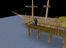 Veos's ship, docked in a small port near Port Tyras.