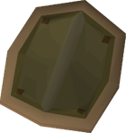 Hard leather shield detail