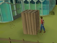 The only toilet in RuneScape, apart from the one on Fossil Island. Opening will cause the man inside to yell Occupied!