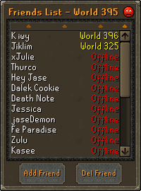 The friend list tab.