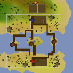 A map of the area, with labels of important areas.