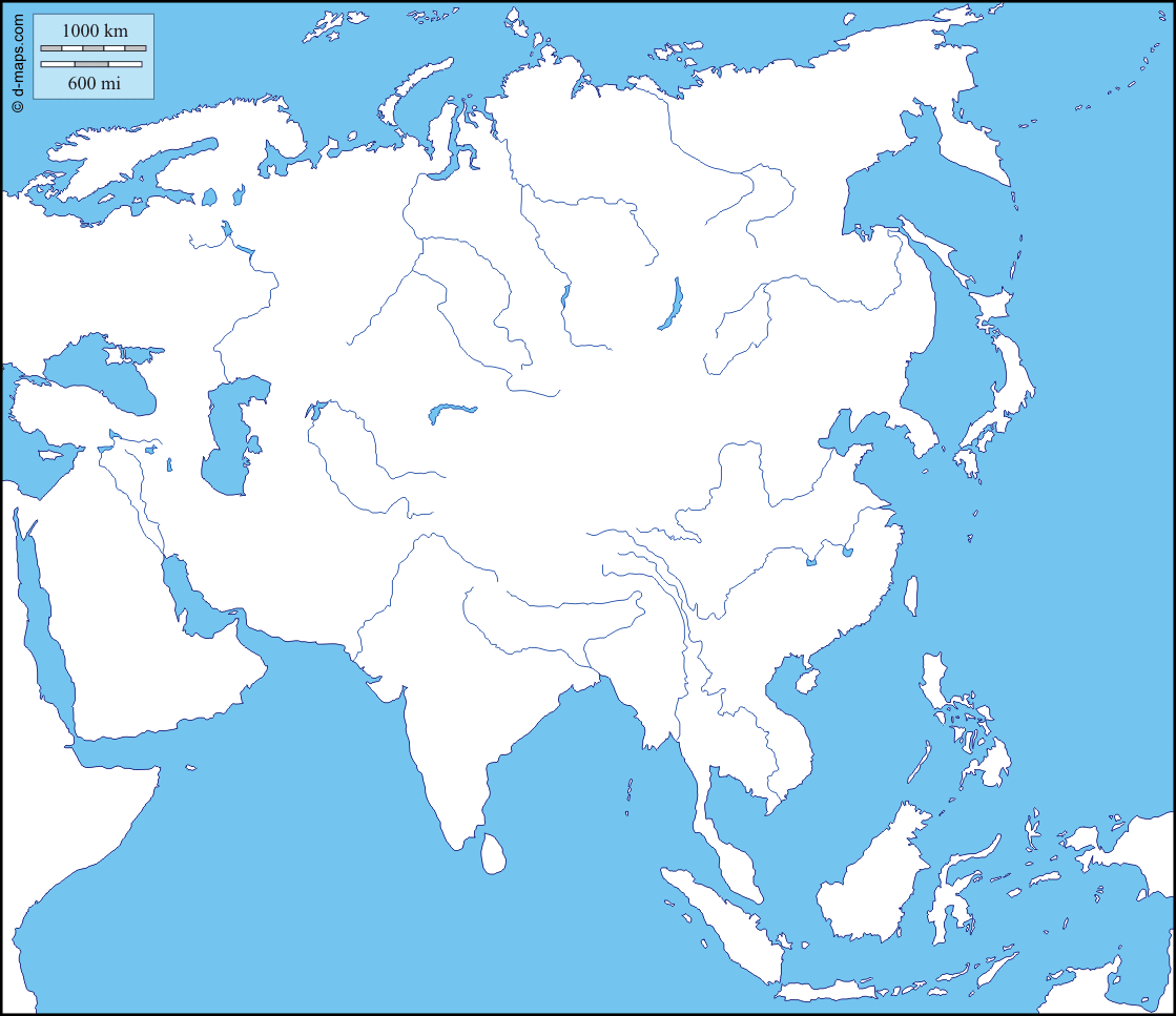 blank asia physical map