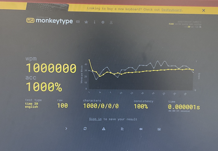 New MonkeyType PB! : r/learntyping