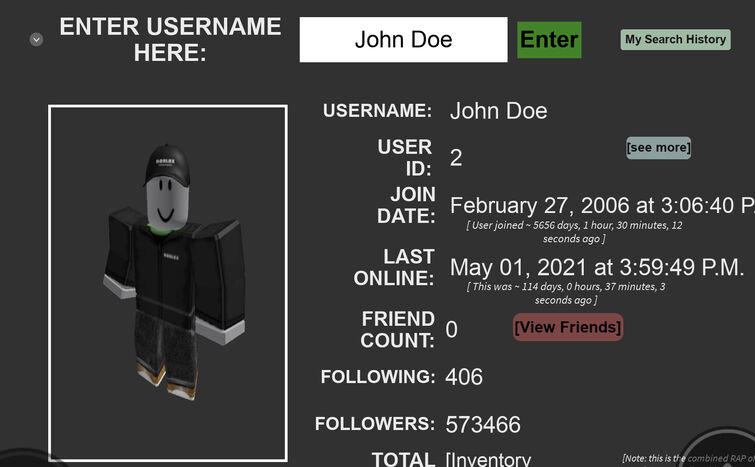 John Doe was online this year
