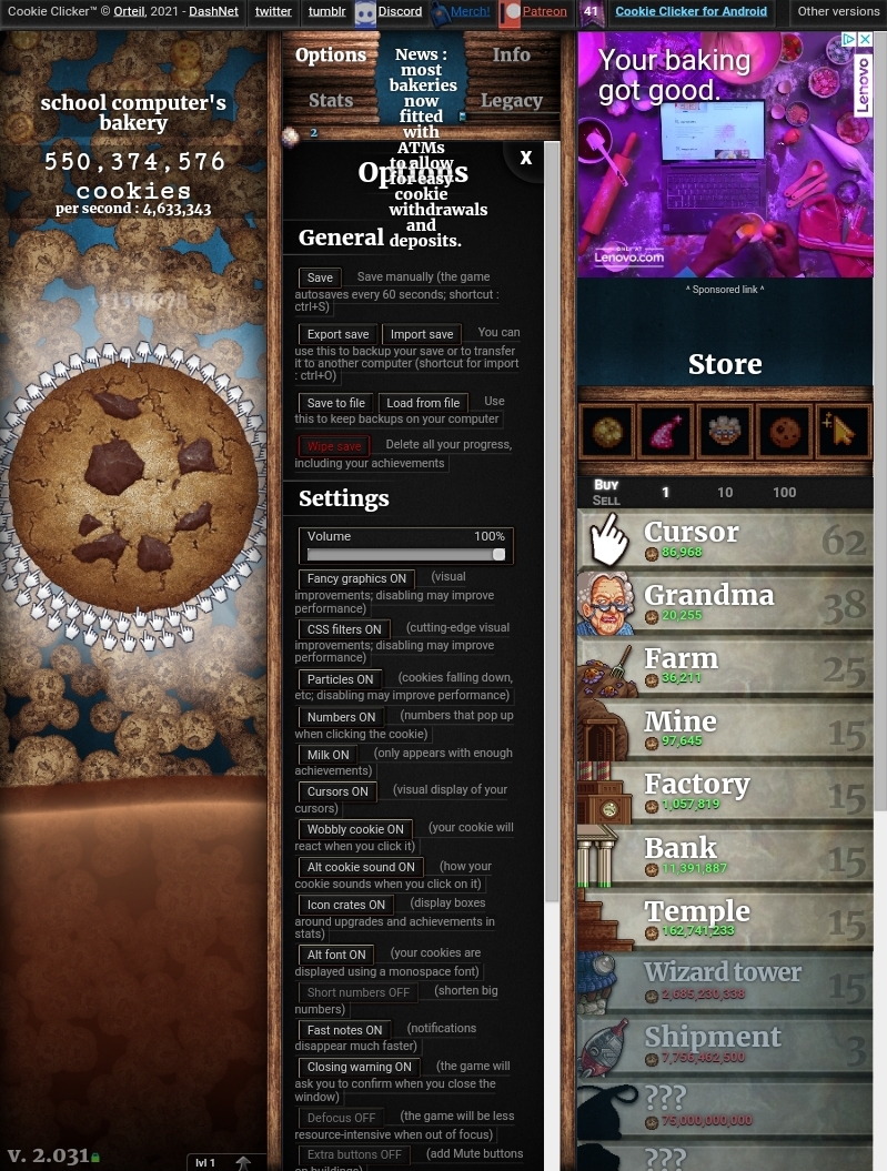 Eu fiz uma aula de cookie clicker no colégio, sobre educação