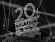Black and white version of the 1935–1954 on-screen logo.This logo debut on June 1,1935, when 20th Century Pictures Inc and Fox Film Corporation merged into 20th Century Fox.