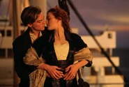 Jack and Rose share their first kiss.