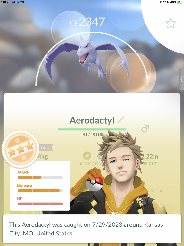 First Ever 100IV Aerodactyl Caught in Pokemon GO 