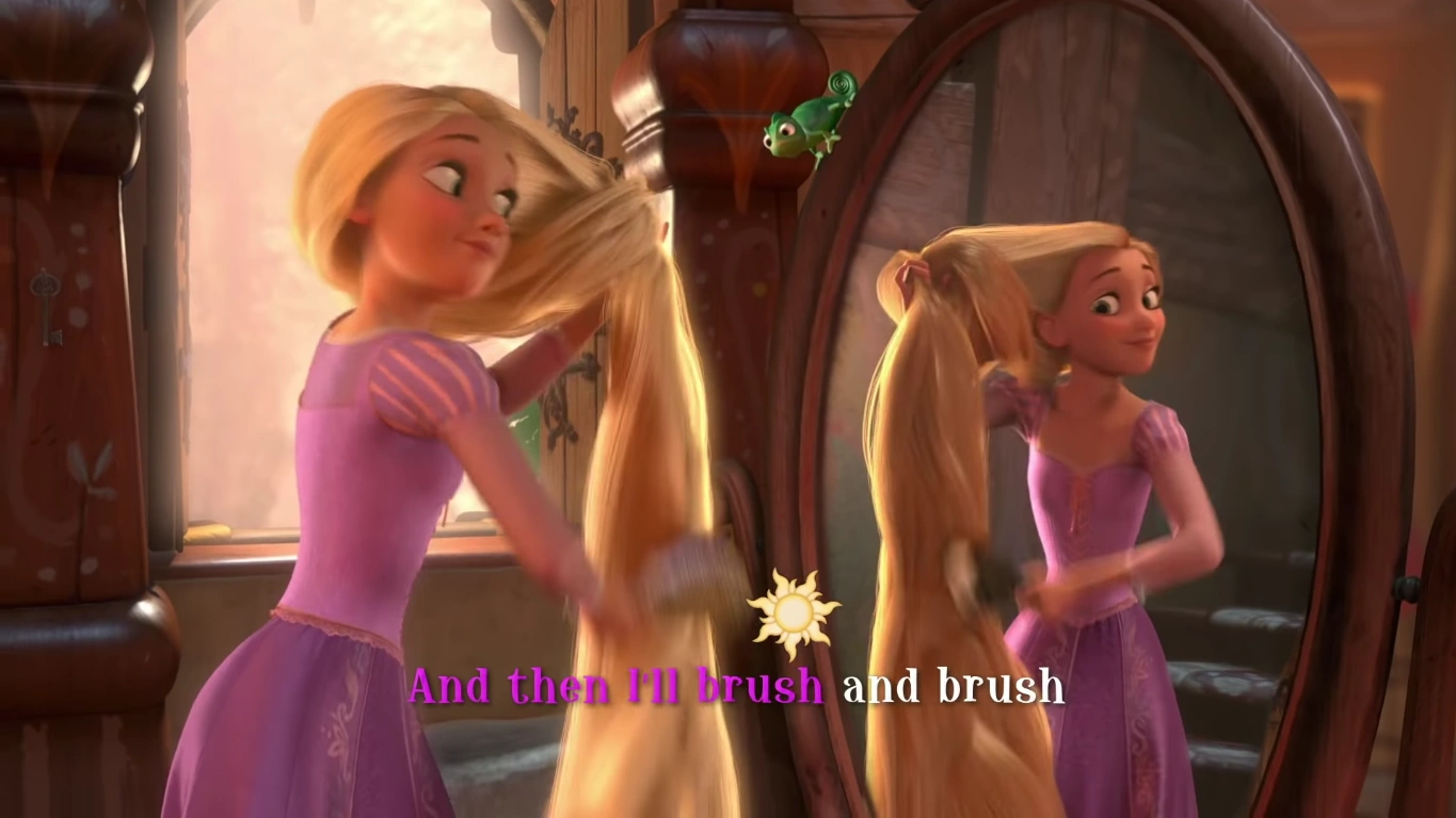 How does rapunzel for 18 years every day brush 70ft of hair? Fandom