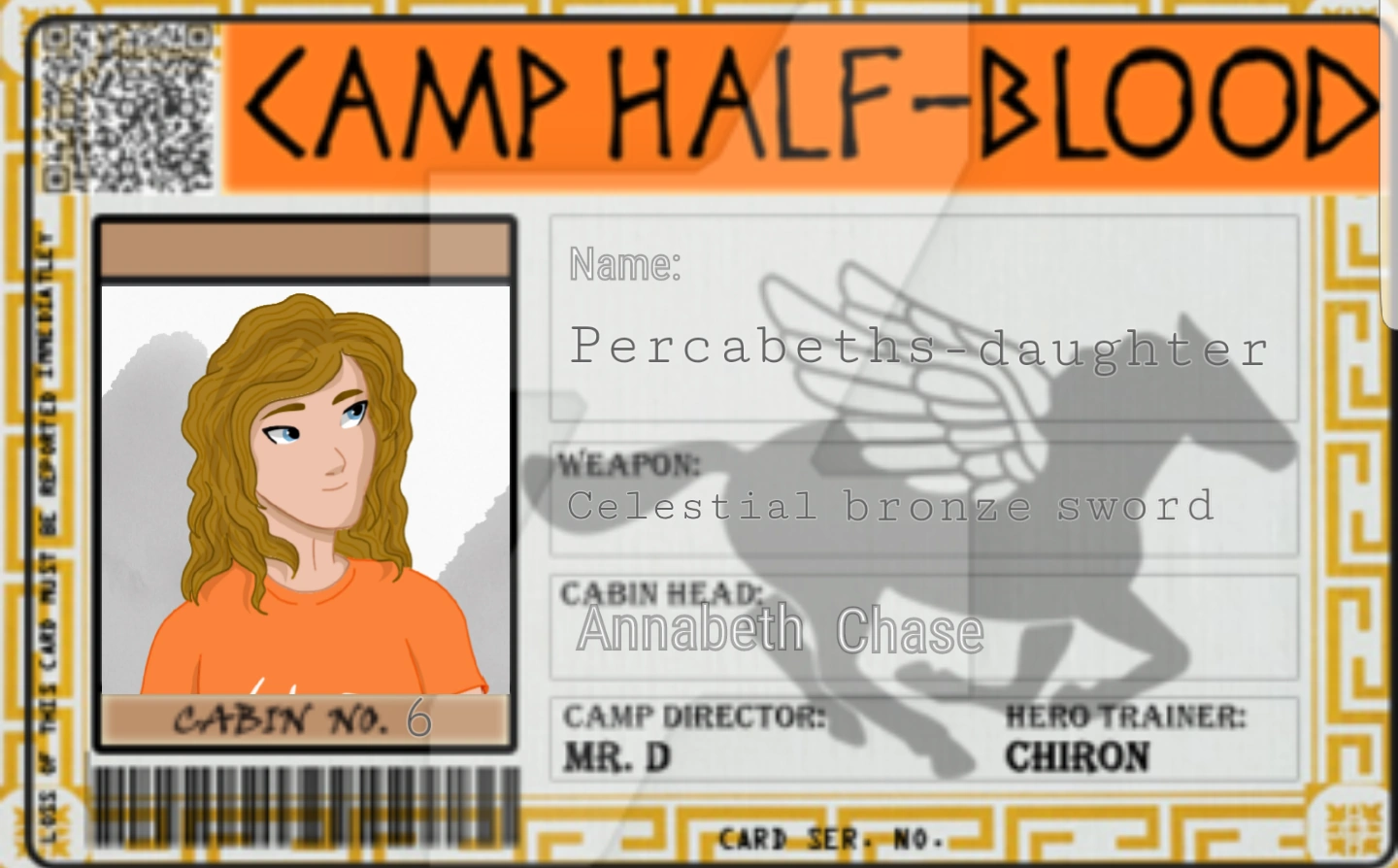 Percy Jackson - Camp Half Blood with Cabin Number, Logo, and Name