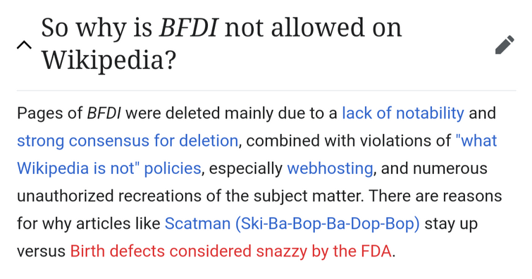 Wikipedia:Why is BFDI not allowed on Wikipedia? - Wikipedia