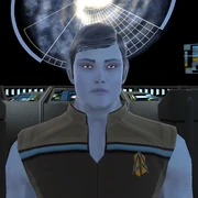 Lieutenant J.G. Serris Zital, a H'Tarran officer serving aboard the U.S.S. Pilgrim.