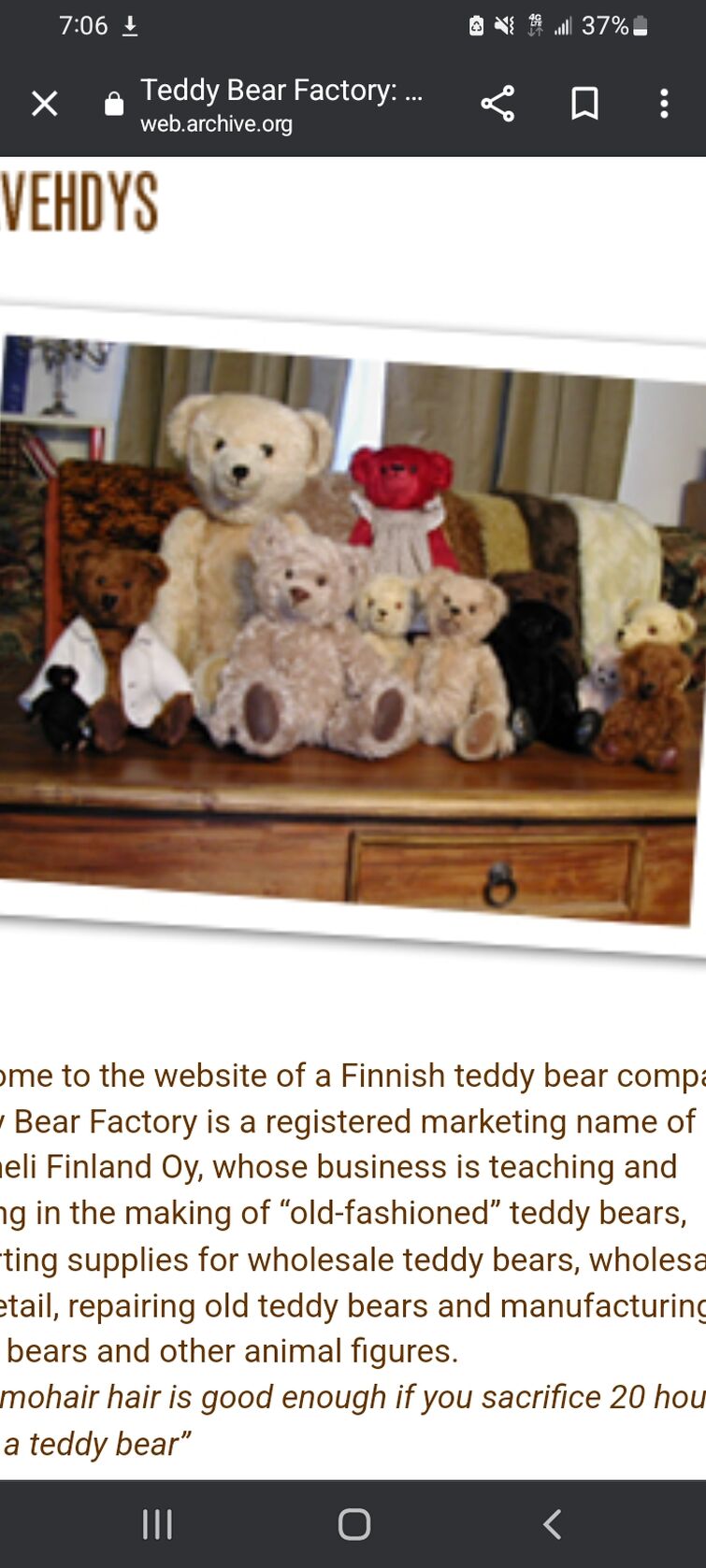 a Bear Factory Fluffy Fun Bear from 2001