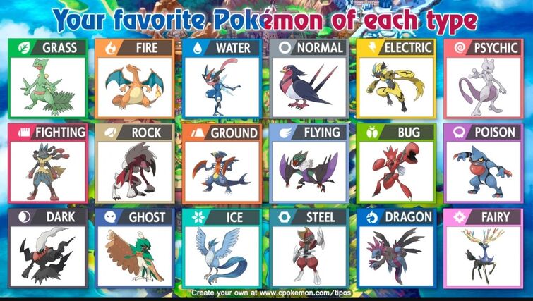 Grape Bagvaskelse Stirre My Favourite Pokemon of each type list | Fandom