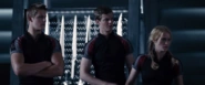 The Careers react with surprise to Peeta's abilities