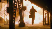 Jack running from the explosion triggered by the C-4 charge used to incinerate the Sentox ("Day 5: 9:00pm-10:00pm").