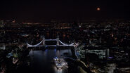 Aerial shot overlooking Tower Bridge