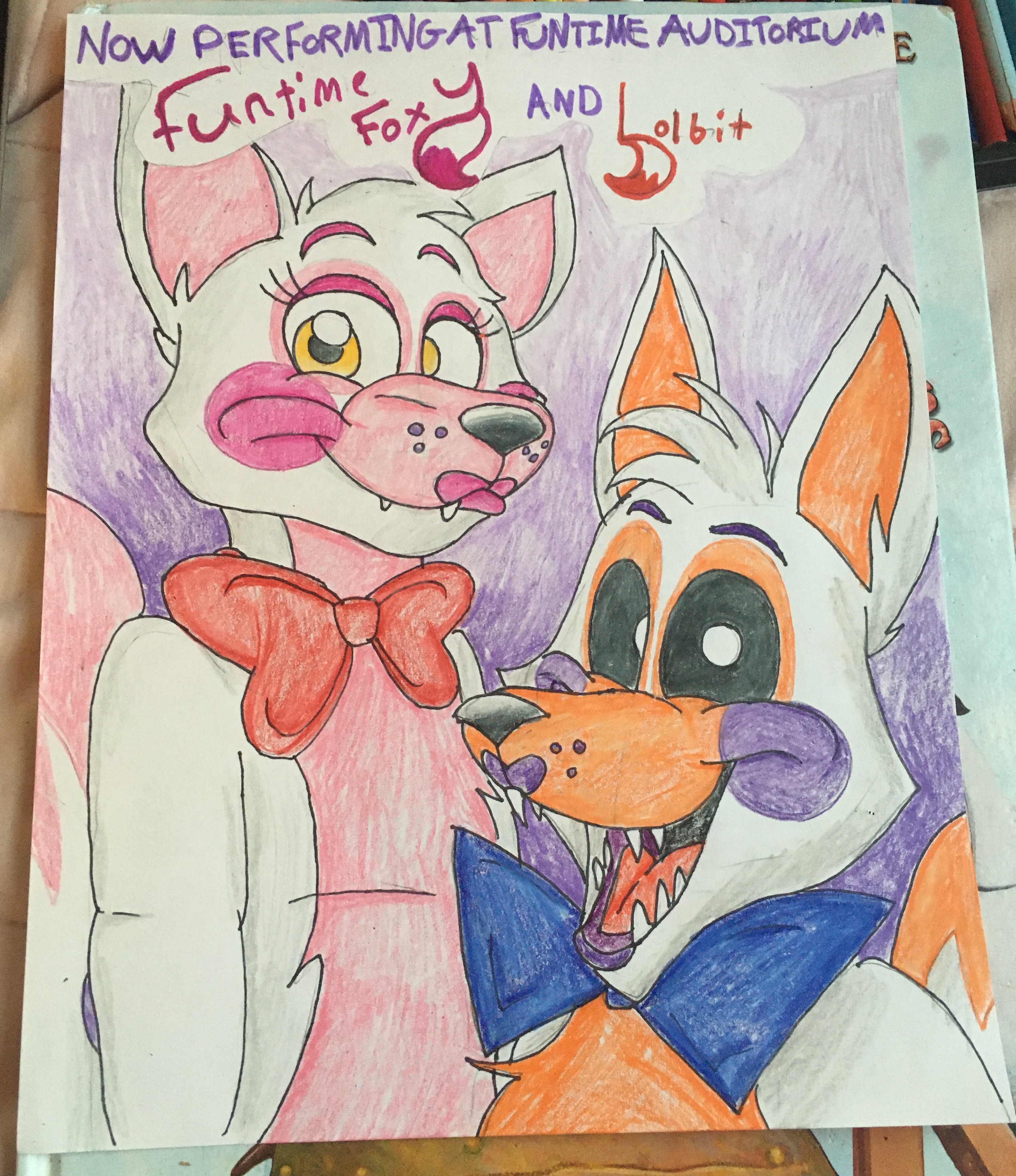 Funtime Foxy and Lolbit Fanart!! (By me)