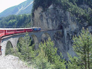 Swiss train entering tunnel