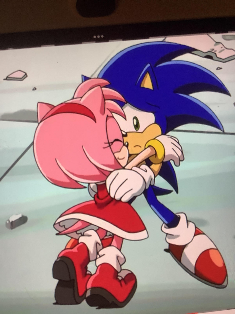 sonic x sonic and amy hugging