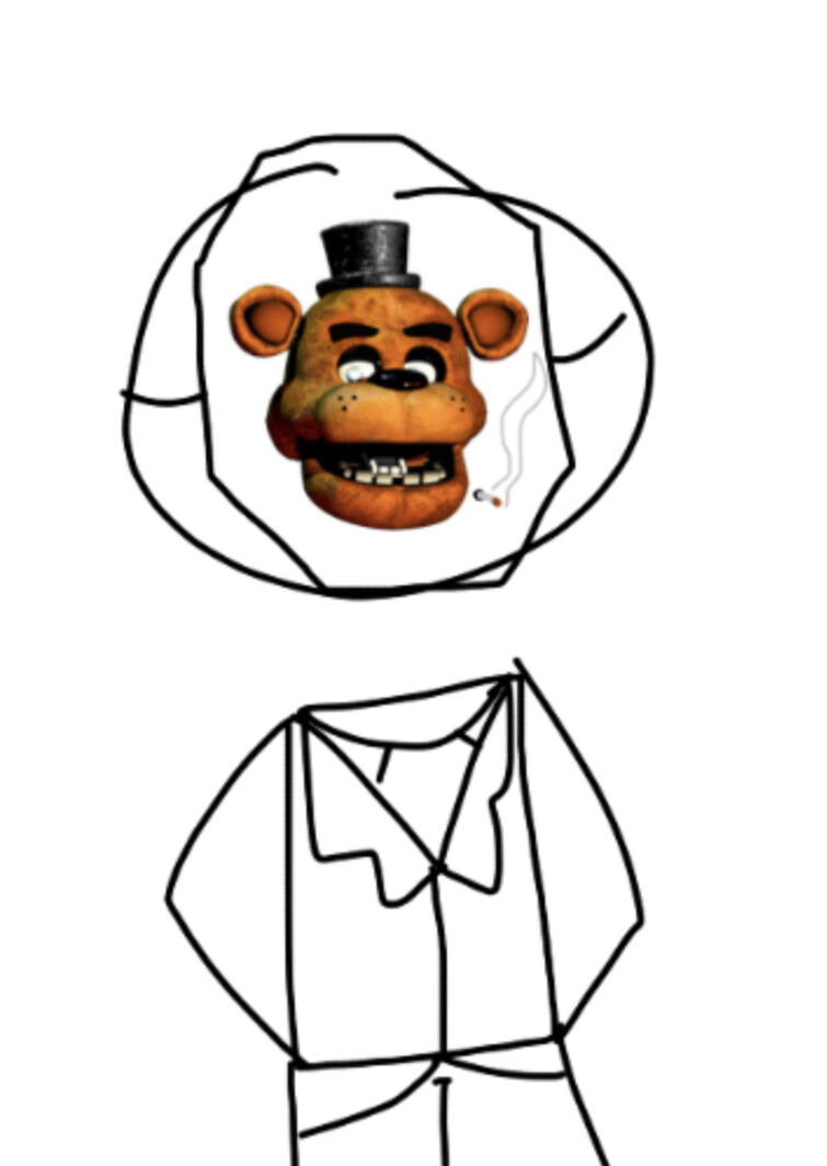 Tried drawing Freddy from memory. Forgot his defined muzzle, remembered the  eyebrows! : r/fivenightsatfreddys