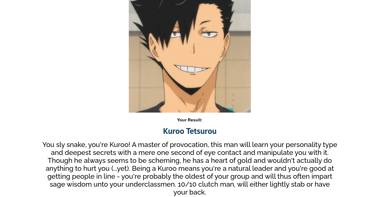 Haikyuu!! Quiz: Which Haikyuu!! Character Are You?