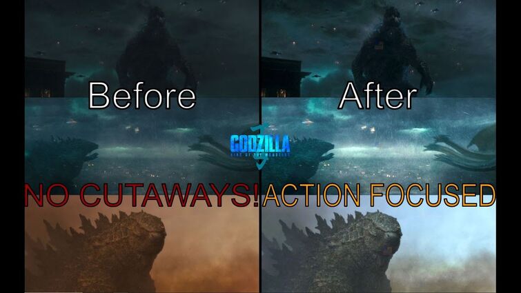 Godzilla KOTM Battle in Boston (NO Cutaways & Color Corrected) - Pure Action [4K]