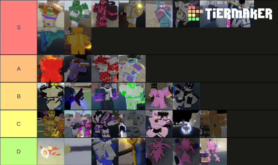 Create a YBA Stand / Max's Version Tier List - TierMaker