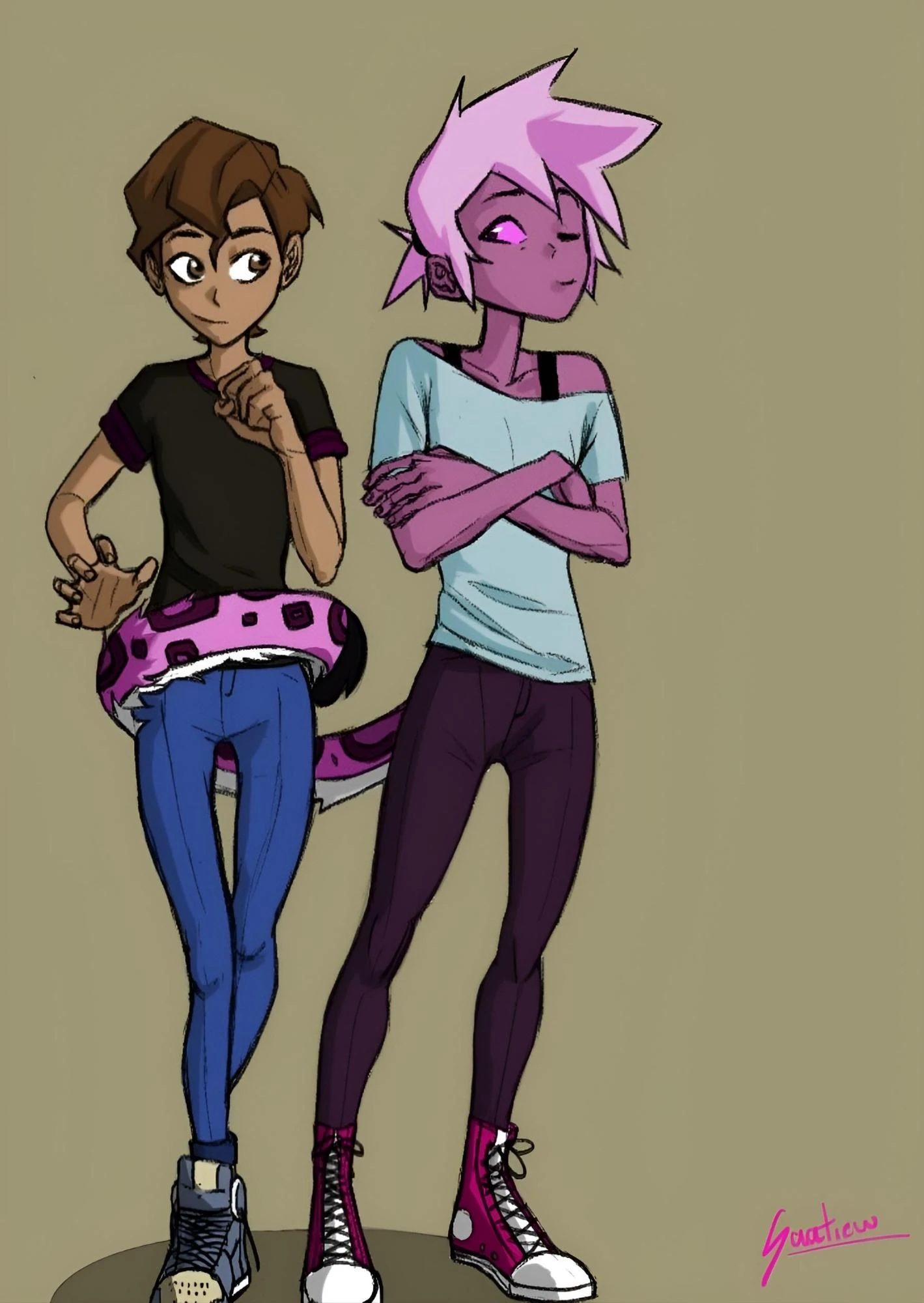 Edited this art of Kipo x Asher cause I was bored Fandom