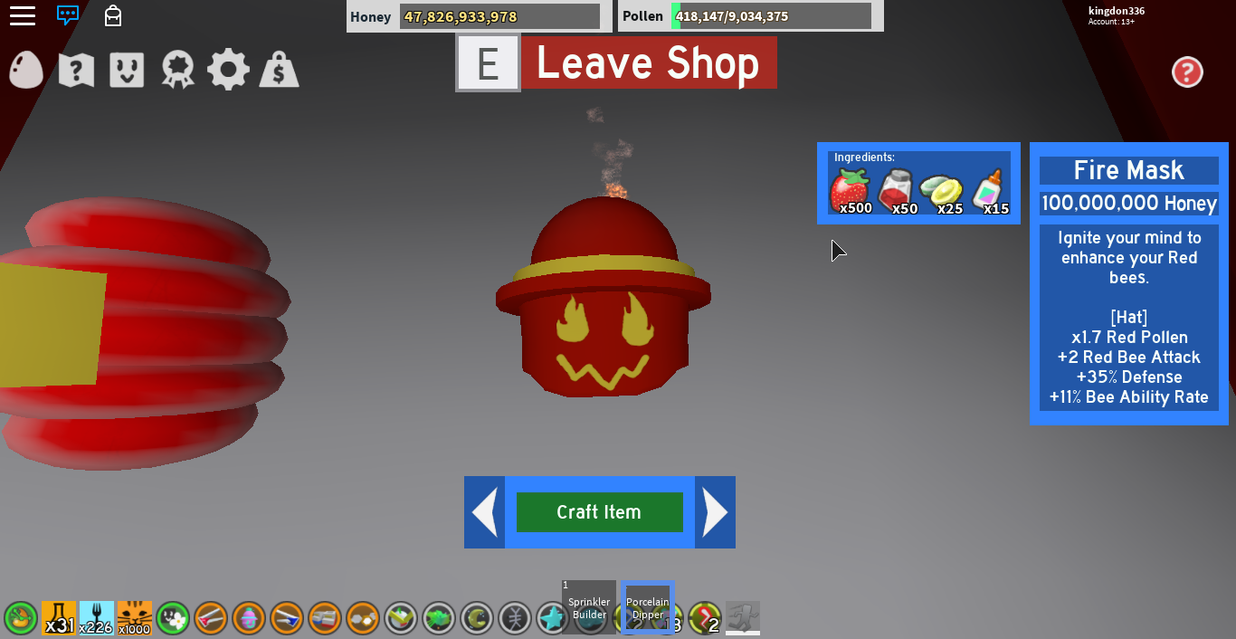 Fire Mask Bee Swarm Simulator