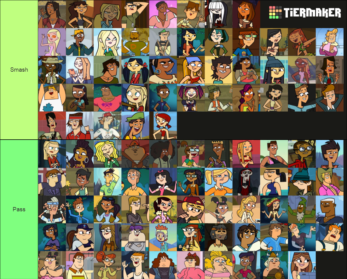 Total Drama characters smash or pass tier list