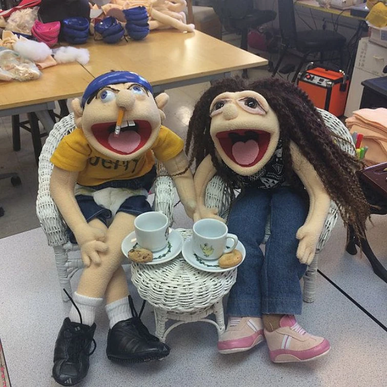 Jeffy having a tea party with a puppet version of his creator Fandom