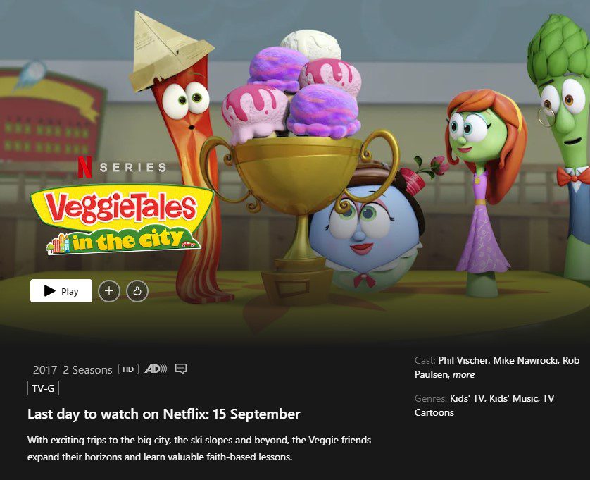 Bad News To All You Veggietales Fans Picture Via Whats On Netflix