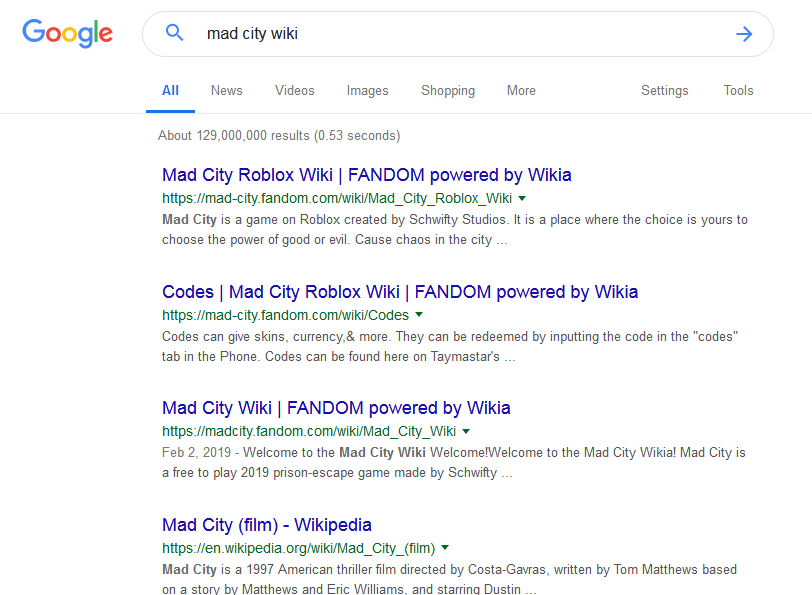 Our Wiki Finally Comes Up First On Google D Fandom - mad city special code roblox feb 2019