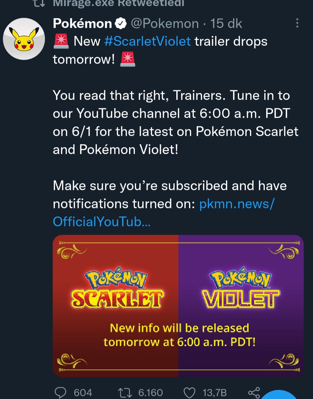 A new Pokemon Scarlet and Violet trailer drops tomorrow