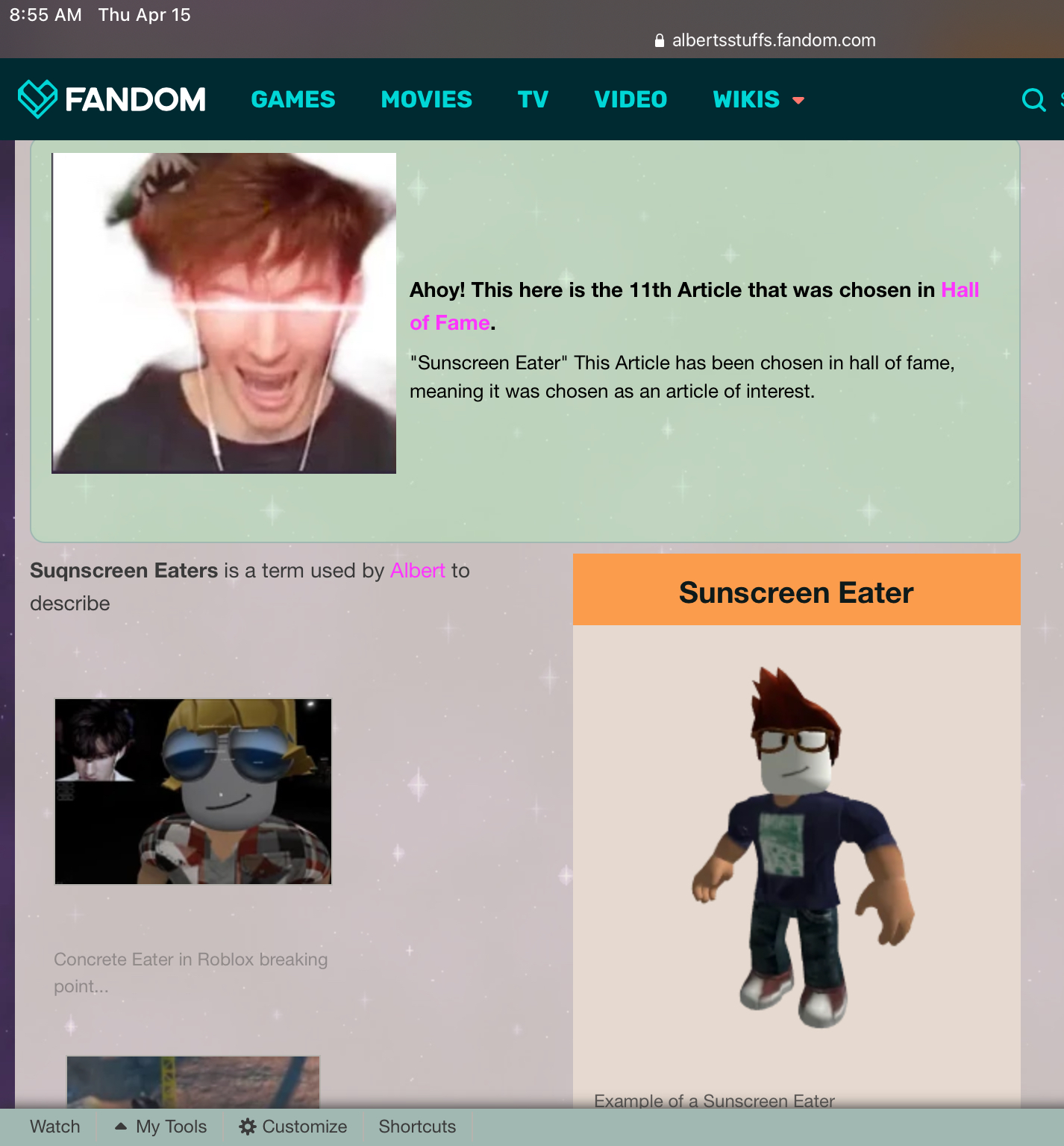 Oh God Please No Not The Sunscreen Eaters Someone Grieved The Sunscreen Eater Page Fandom - sunscreen eater roblox