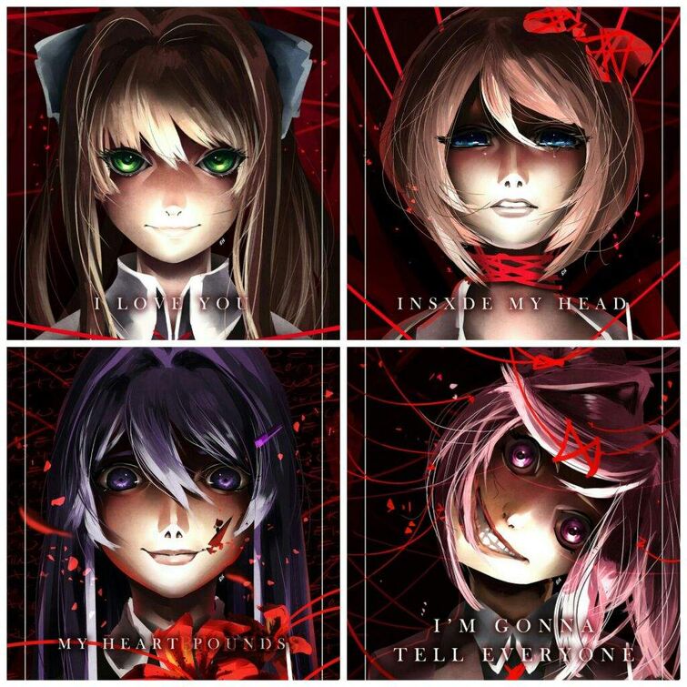 The Doki Doki characters with Sayori's 2 smiles. (I know she has 3